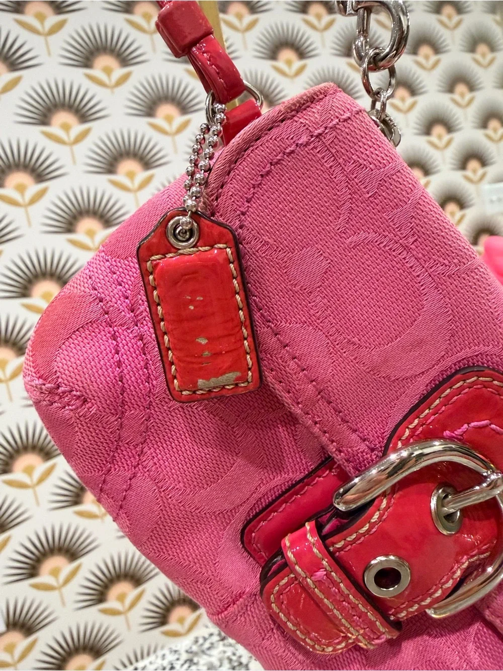 Coach Y2K  Signature-Print Wristlet with Buckle Accent